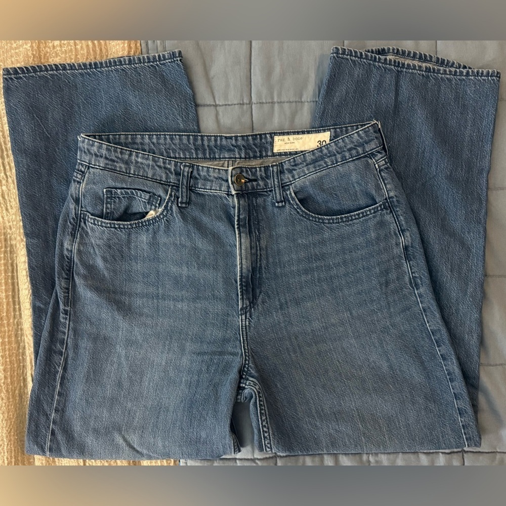 EUC⚡️Rag & Bone Lori Mid-Rise Wide Leg WM Jeans Dark Wash Size 30 Lyocell Blend